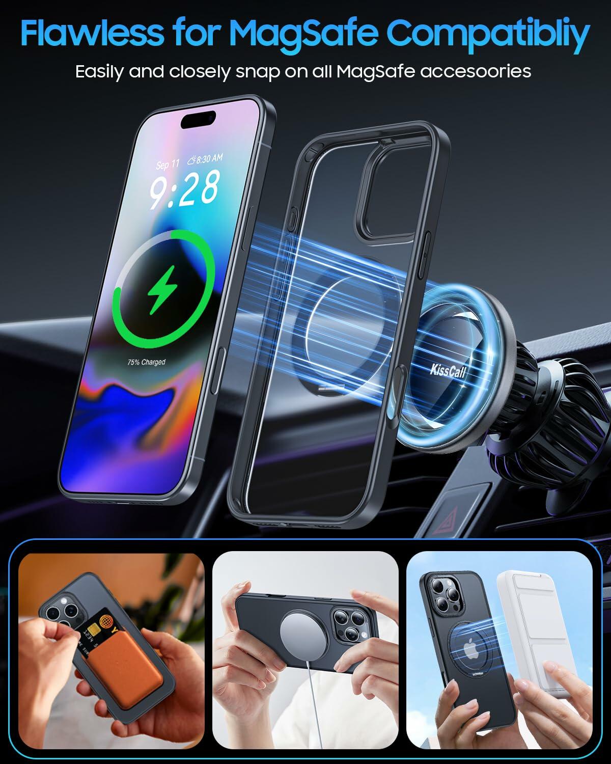 KissCall Magnetic Ring Stand Case for iPhone 16 Pro Max Translucent Matte