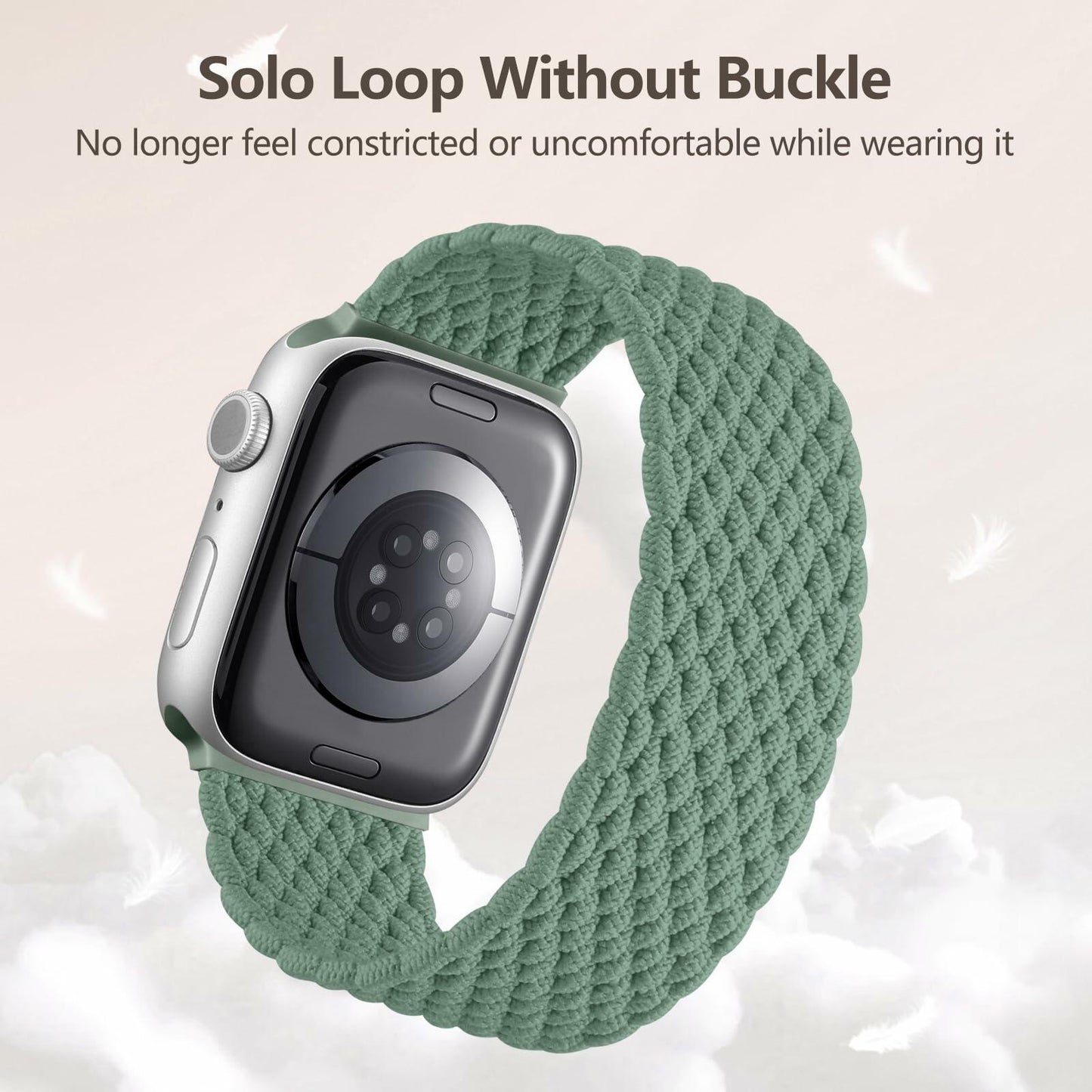 Rubinom Braided Solo Loop Nylon Strap for Apple Watch 38-49mm Stretchy Elastic