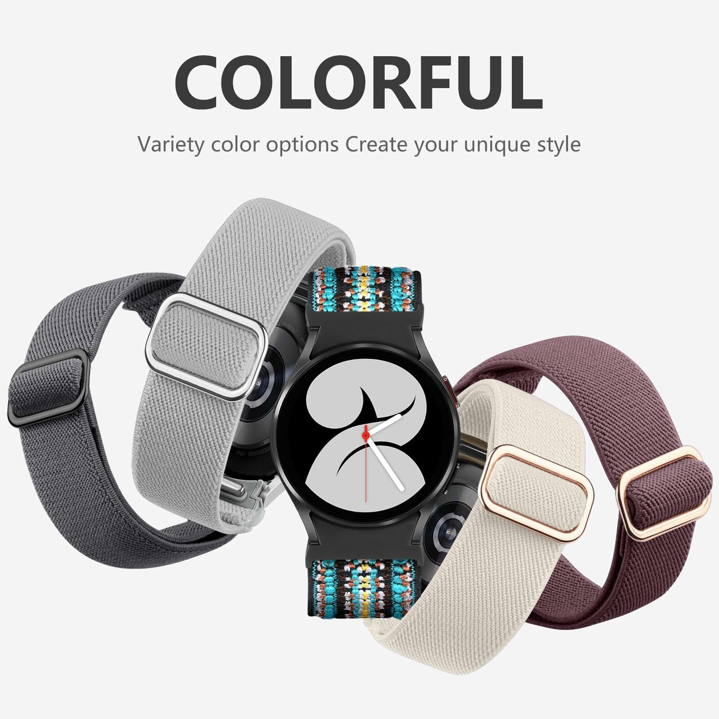 SNBLK Elastic Bands 20mm Nylon Strap Compatible Samsung Galaxy Watch 40-47mm