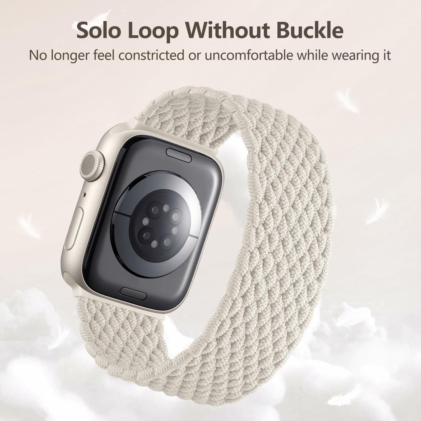 Rubinom Braided Solo Loop Nylon Strap for Apple Watch 38-49mm Elastic Band