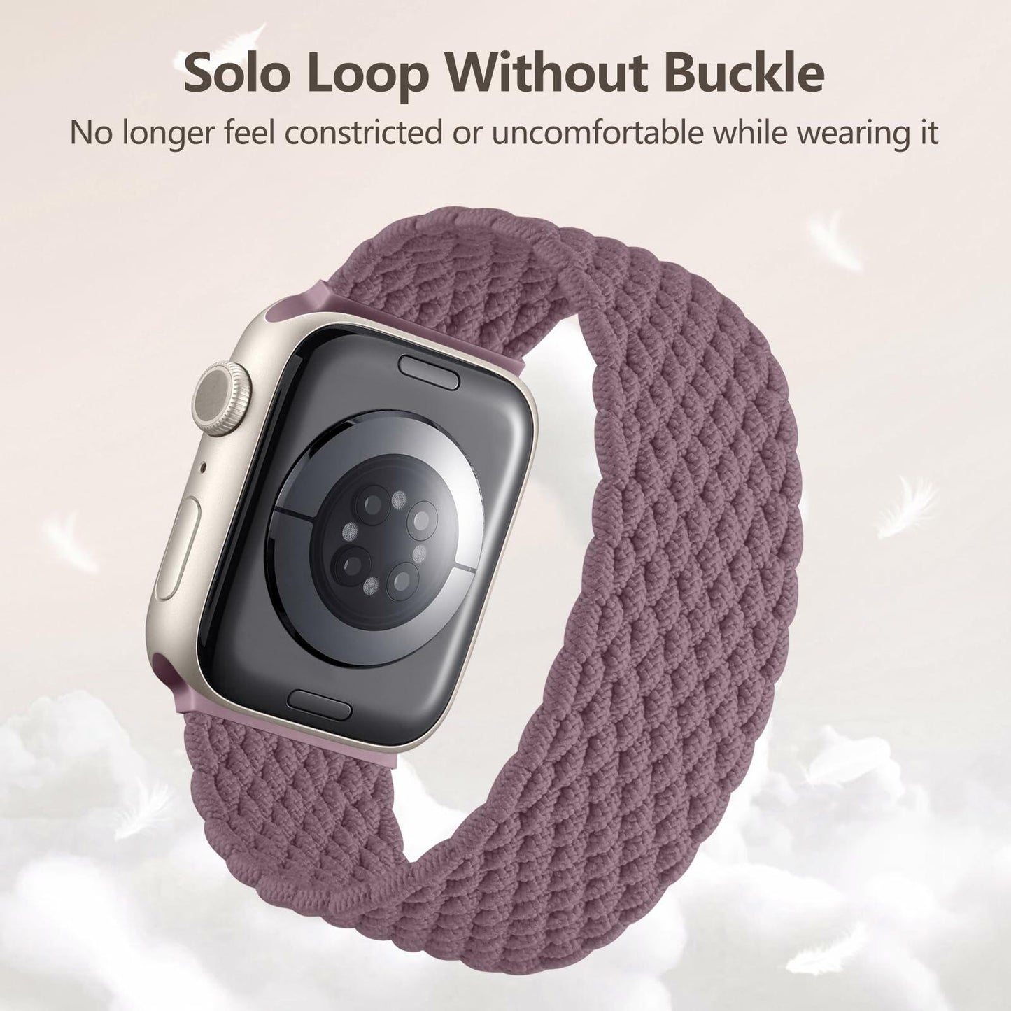 Rubinom Braided Solo Loop Nylon Strap for Apple Watch 38-49mm Elastic Band
