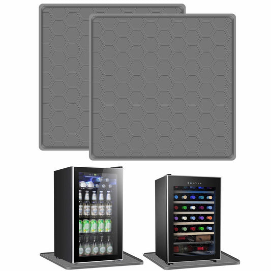 Winceed 23" Mini Fridge Silicone Mat Grey with Raised Edge & 4 Base Raisers
