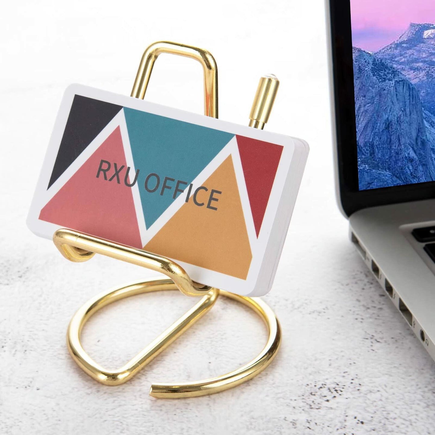 RXU 2-Pack Rose Gold Metal Business Card Holder Desk Display for Men & Women