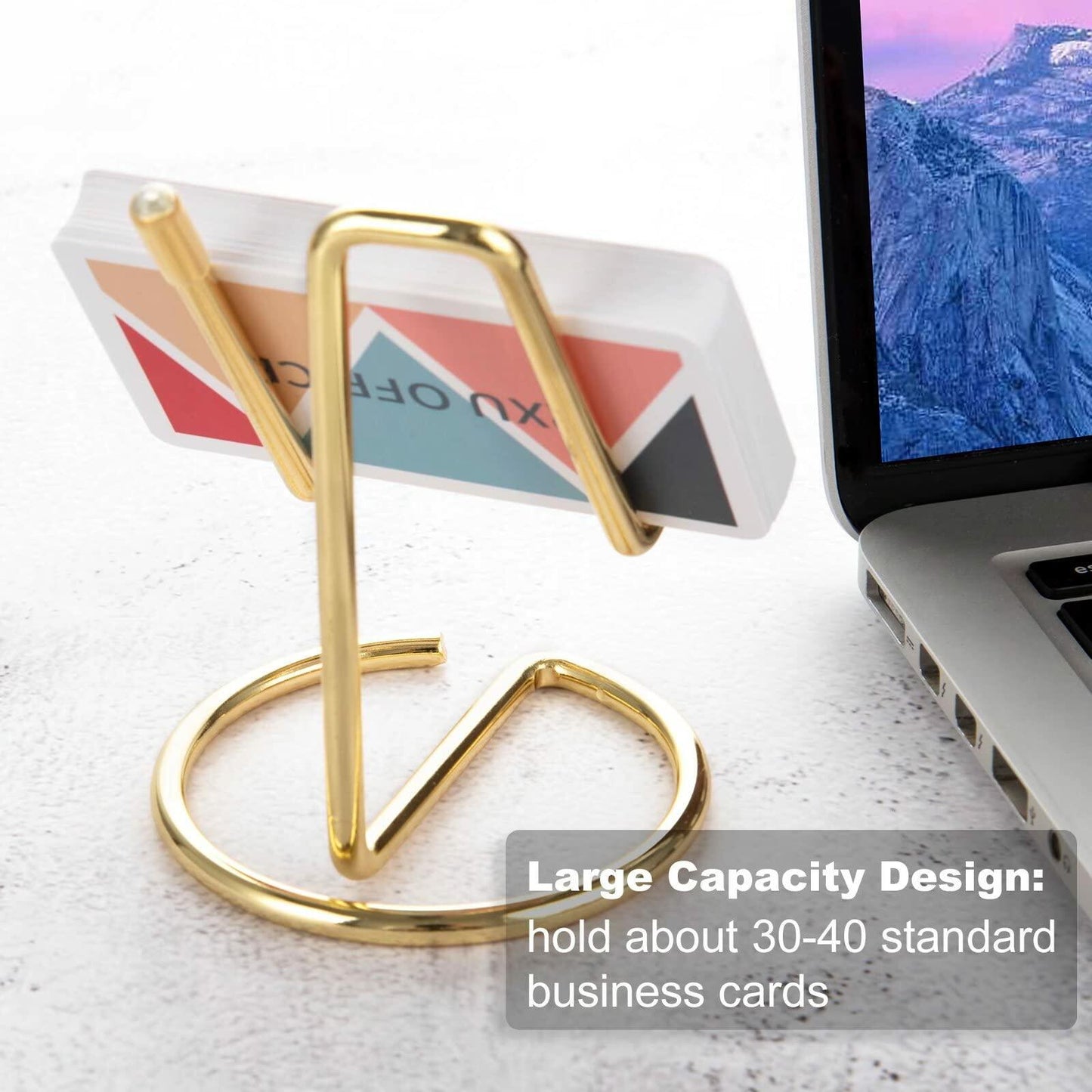 RXU 2-Pack Rose Gold Metal Business Card Holder Desk Display for Men & Women