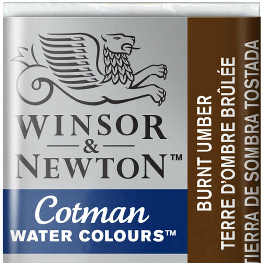 Winsor & Newton Cotman Watercolor Paint Half Pan Burnt Umber 1/2 Pan
