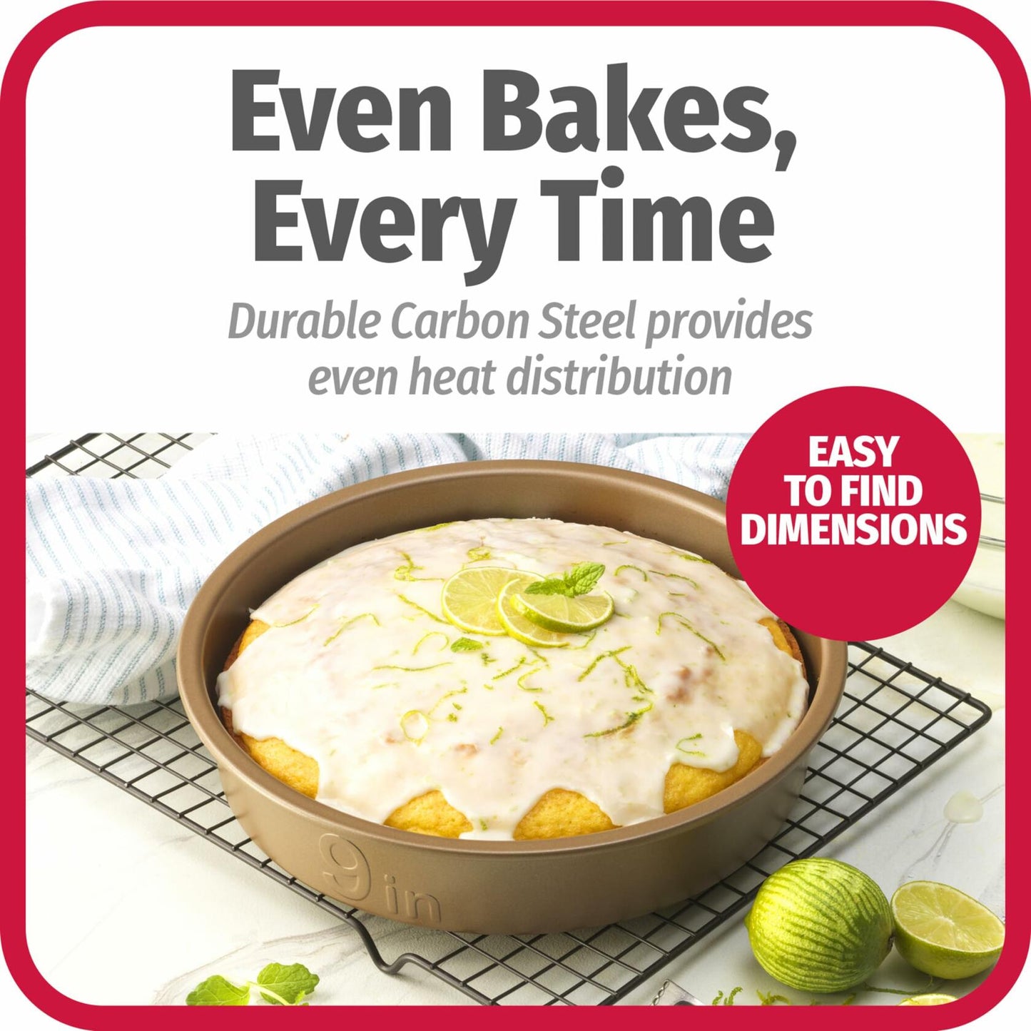 GoodCook BestBake 9" Nonstick Textured Carbon Steel Round Pan, Bronze