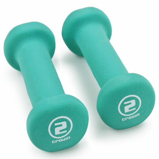 Crown Sporting Goods Neoprene Body Sculpting Hand Weights, 2 lb Pair, Teal