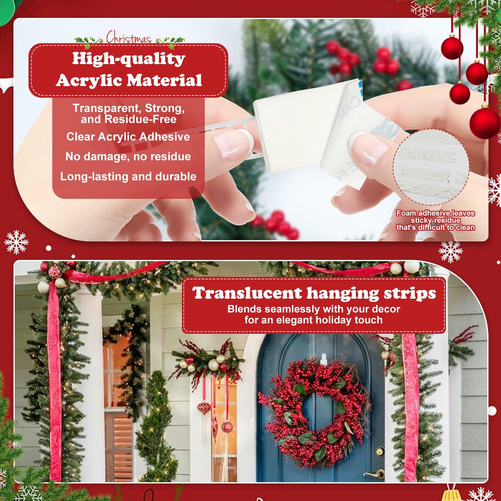Ziolam 30 PCS Christmas Garland Hangers Adhesive Straps Reusable Stretchable