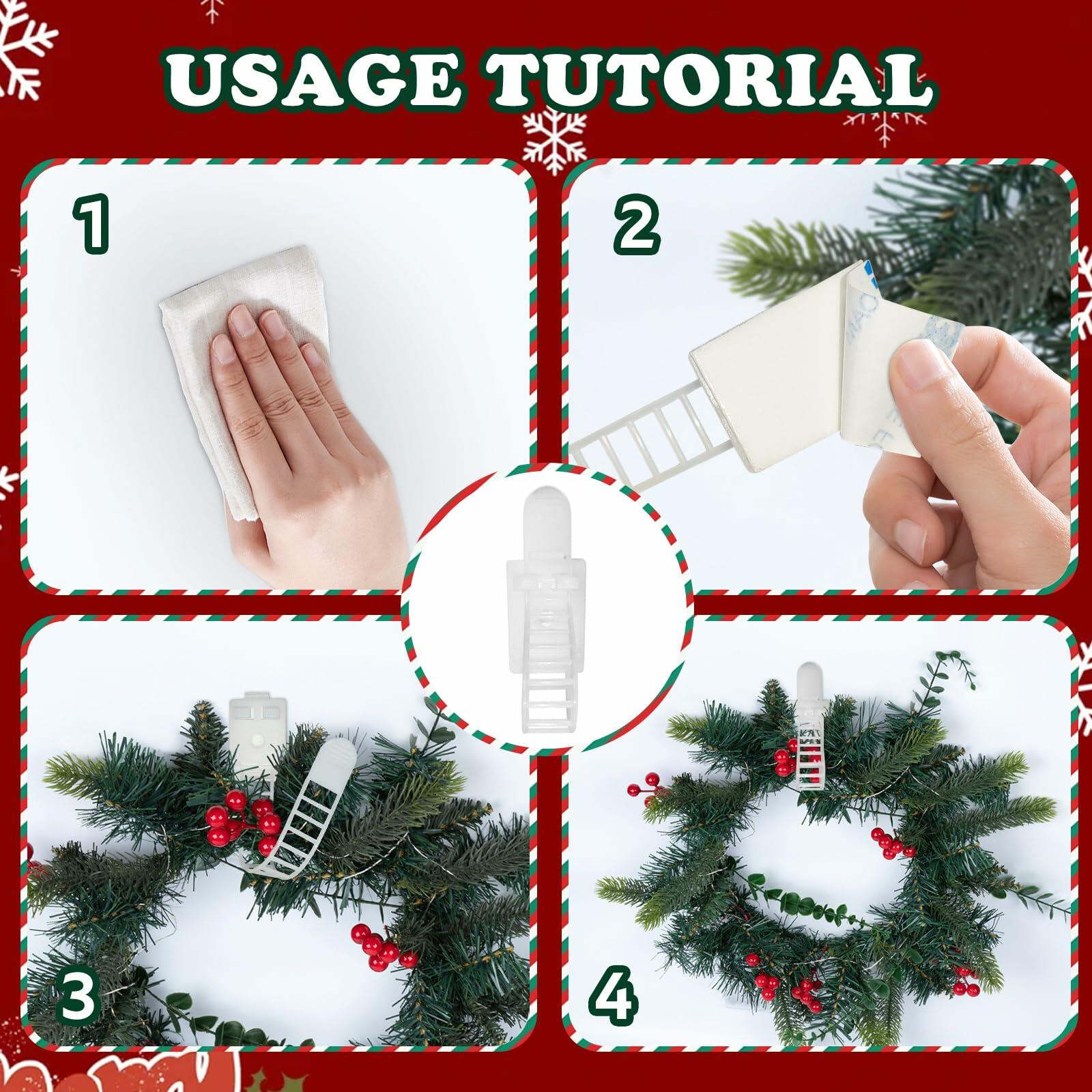 Ziolam 30 PCS Christmas Garland Hangers Adhesive Straps Reusable Stretchable