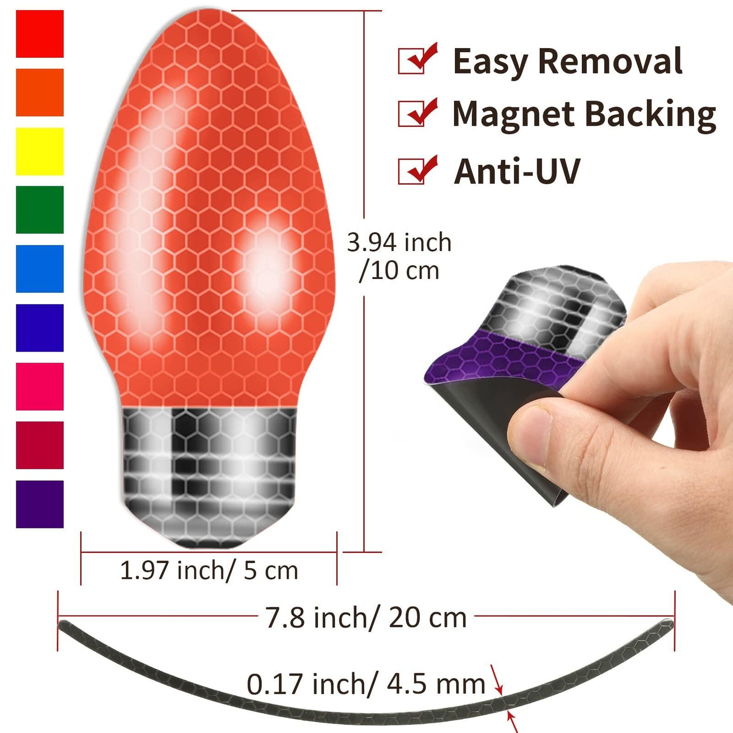 Janmini 48pc Christmas Car Magnets Set Reflective Light Bulb Magnets & Wires