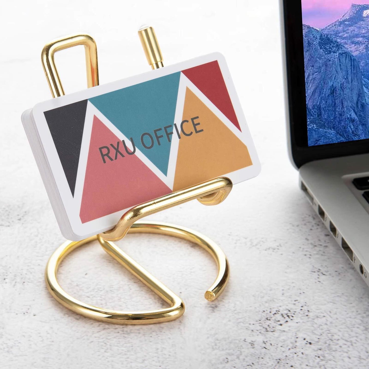 RXU 2-Pack Rose Gold Metal Business Card Holder Desk Display for Men & Women