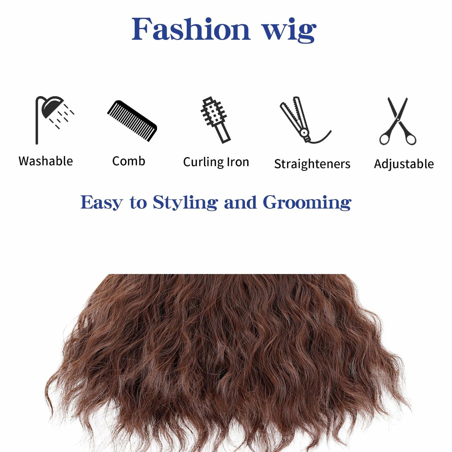 WeKen Men's Brown Curly Beard Wig Set Biblical Costume Halloween Party