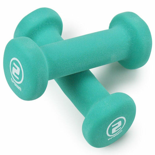 Crown Sporting Goods Neoprene Body Sculpting Hand Weights, 2 lb Pair, Teal
