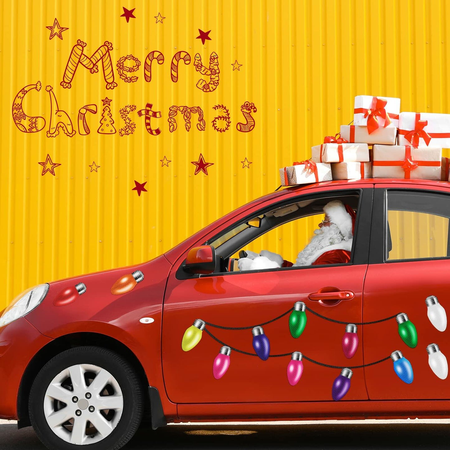 Janmini 48pc Christmas Car Magnets Set Reflective Light Bulb Magnets & Wires
