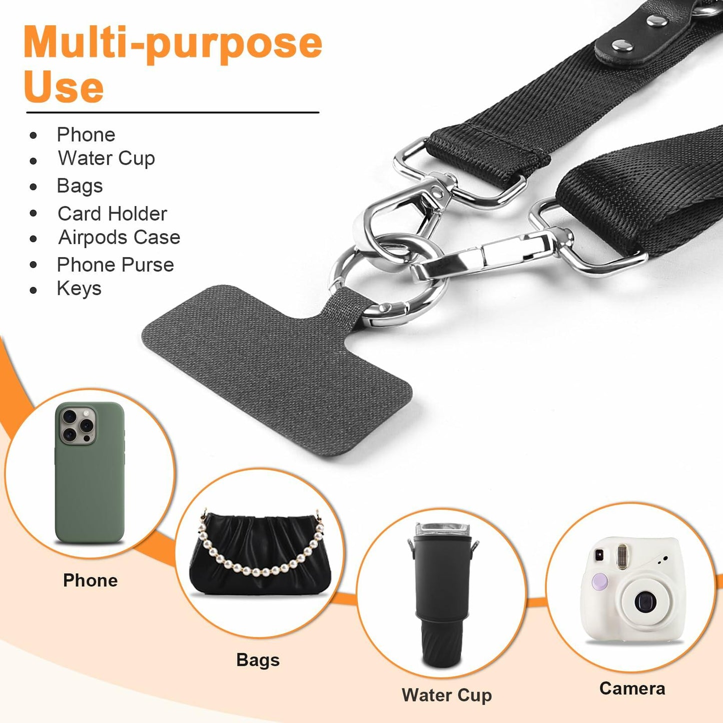 YFWE Clip and Go Strap for Phone with Wallet Crossbody Adjustable Neck M