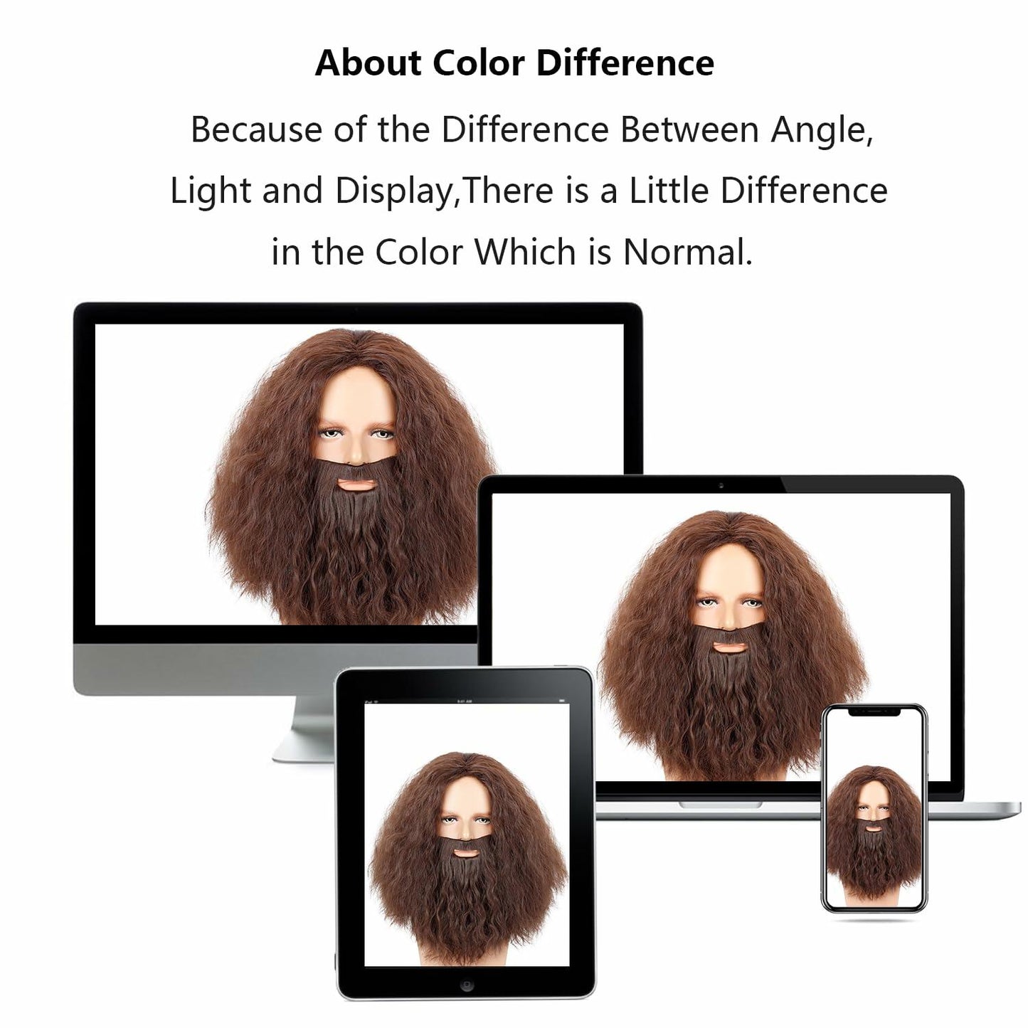 WeKen Men's Brown Curly Beard Wig Set Biblical Costume Halloween Party