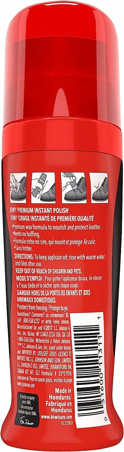 Kiwi Instant Shine & Protect Liquid Shoe Polish Black 2.5 oz Bottle with Sponge