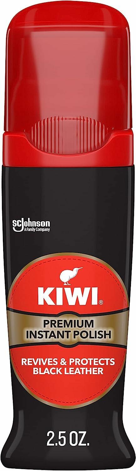 Kiwi Instant Shine & Protect Liquid Shoe Polish Black 2.5 oz Bottle with Sponge