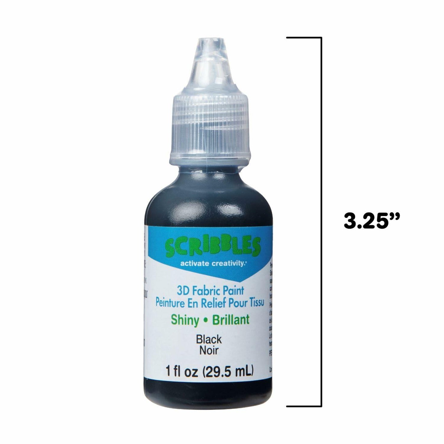 Scribbles 1oz 3D Fabric Paint Shiny Black - Dimensional, Permanent