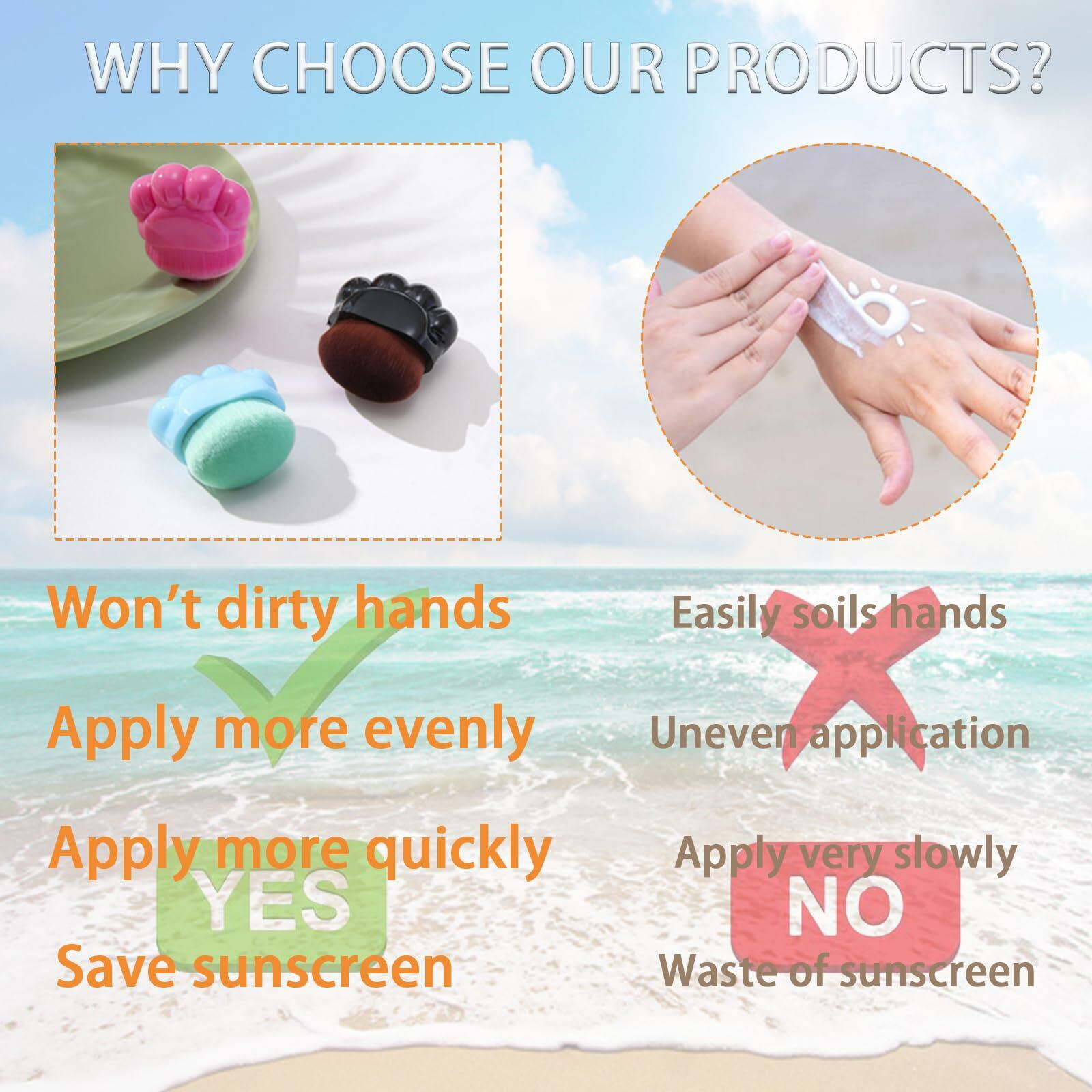 3 Pack Sunscreen Applicator Brushes for Kids with Protective Caps - New