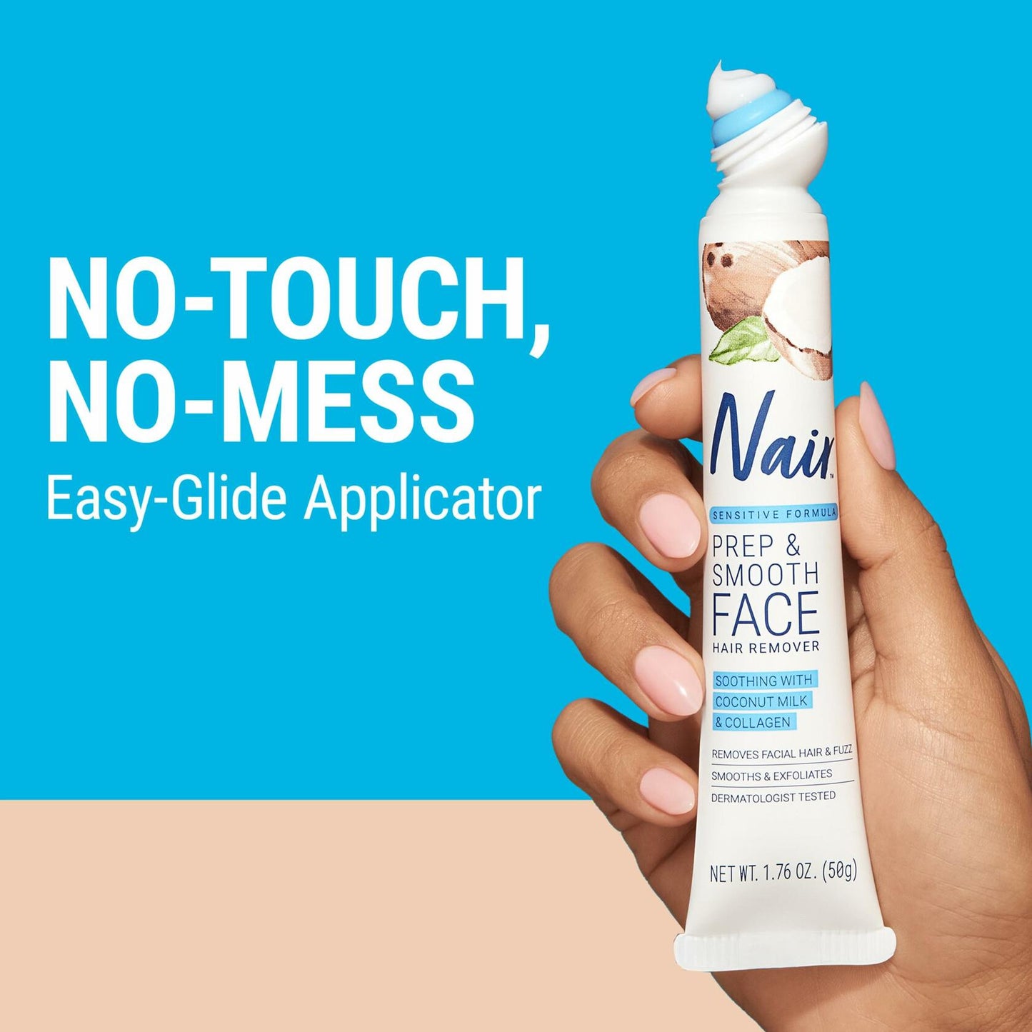 NAIR Facial Hair Removal Cream for Women Sensitive Skin with Collagen 1.76 oz