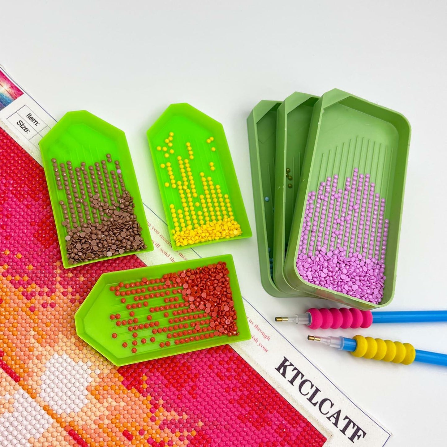 KTCLCATF 7PCS Diamond Art Tools Kit Green - Diamond Trays & Glue Accessory