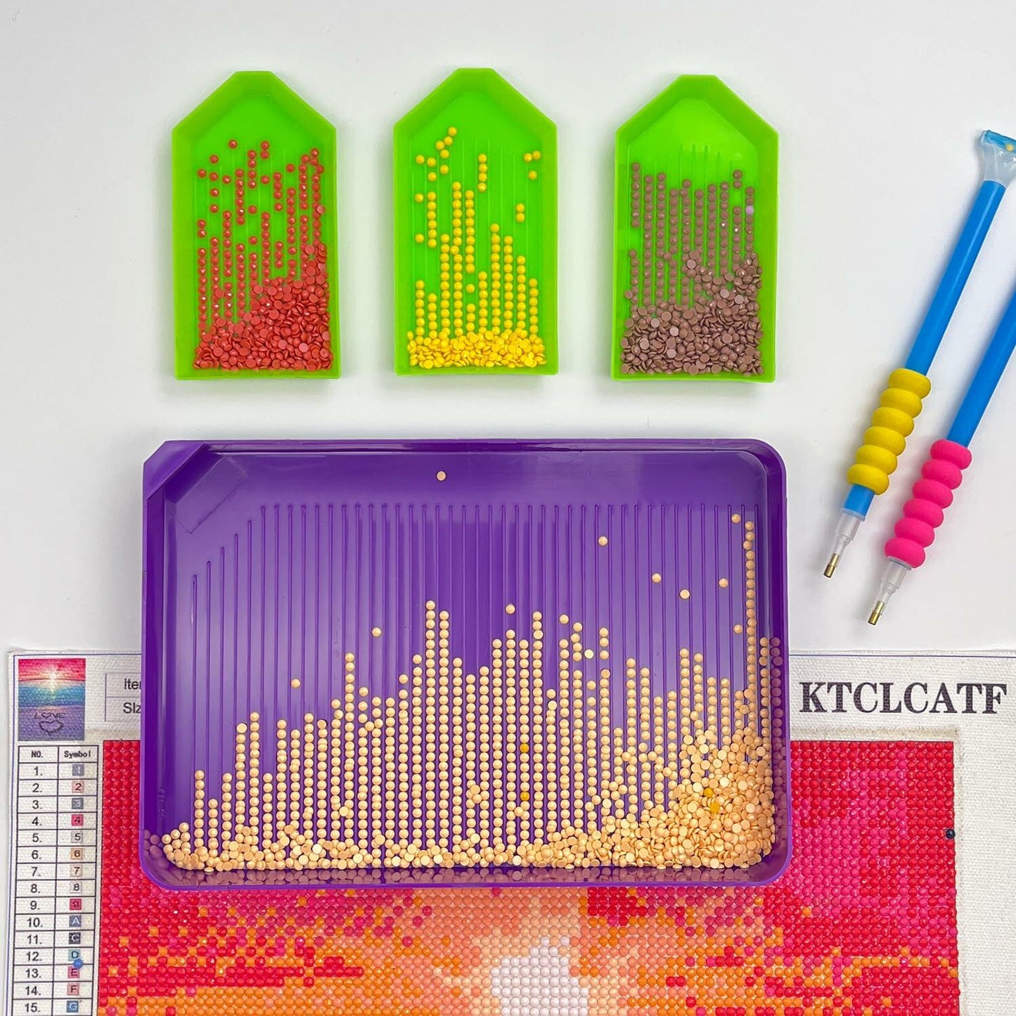 KTCLCATF 7PCS Diamond Art Tools Kit Green - Diamond Trays & Glue Accessory