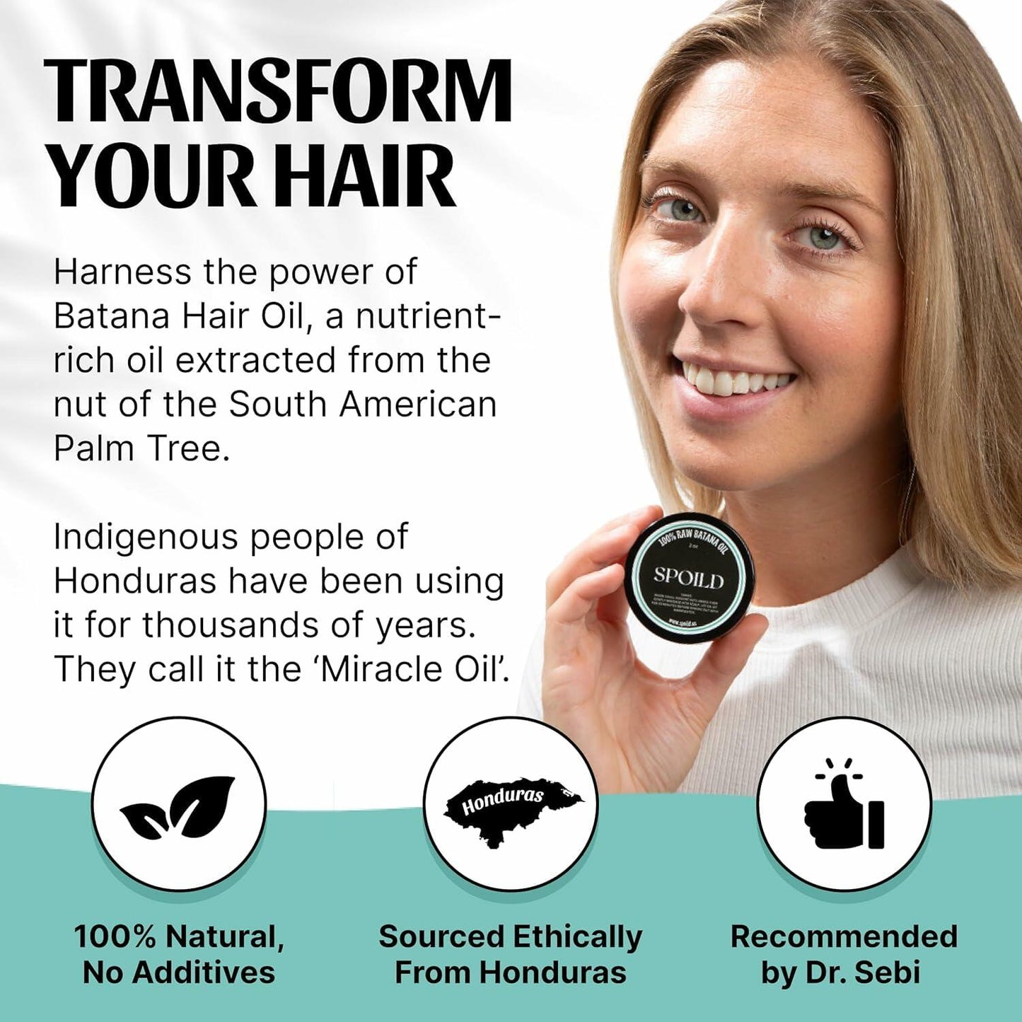 SPOILD Raw Batana Oil 2oz Organic Hair Growth Dr Sebi Approved Thick Strong