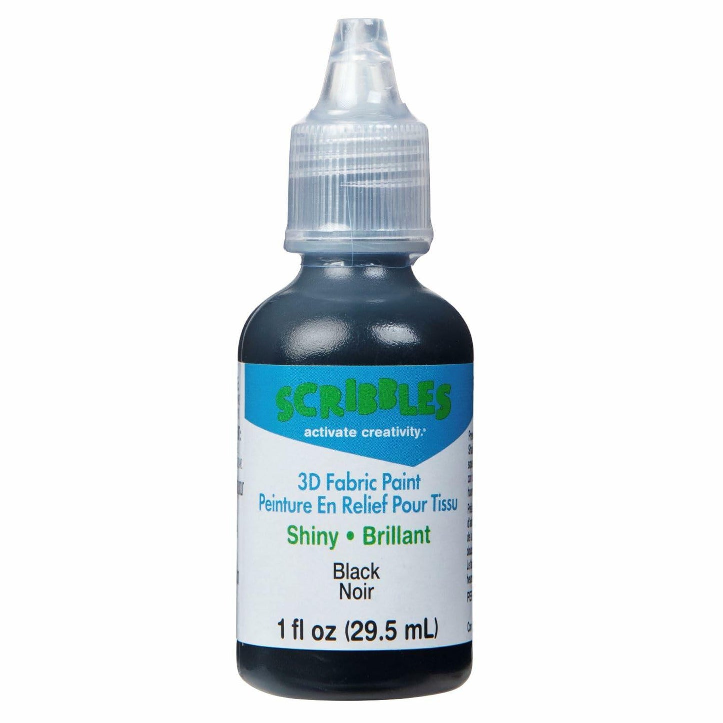 Scribbles 1oz 3D Fabric Paint Shiny Black - Dimensional, Permanent