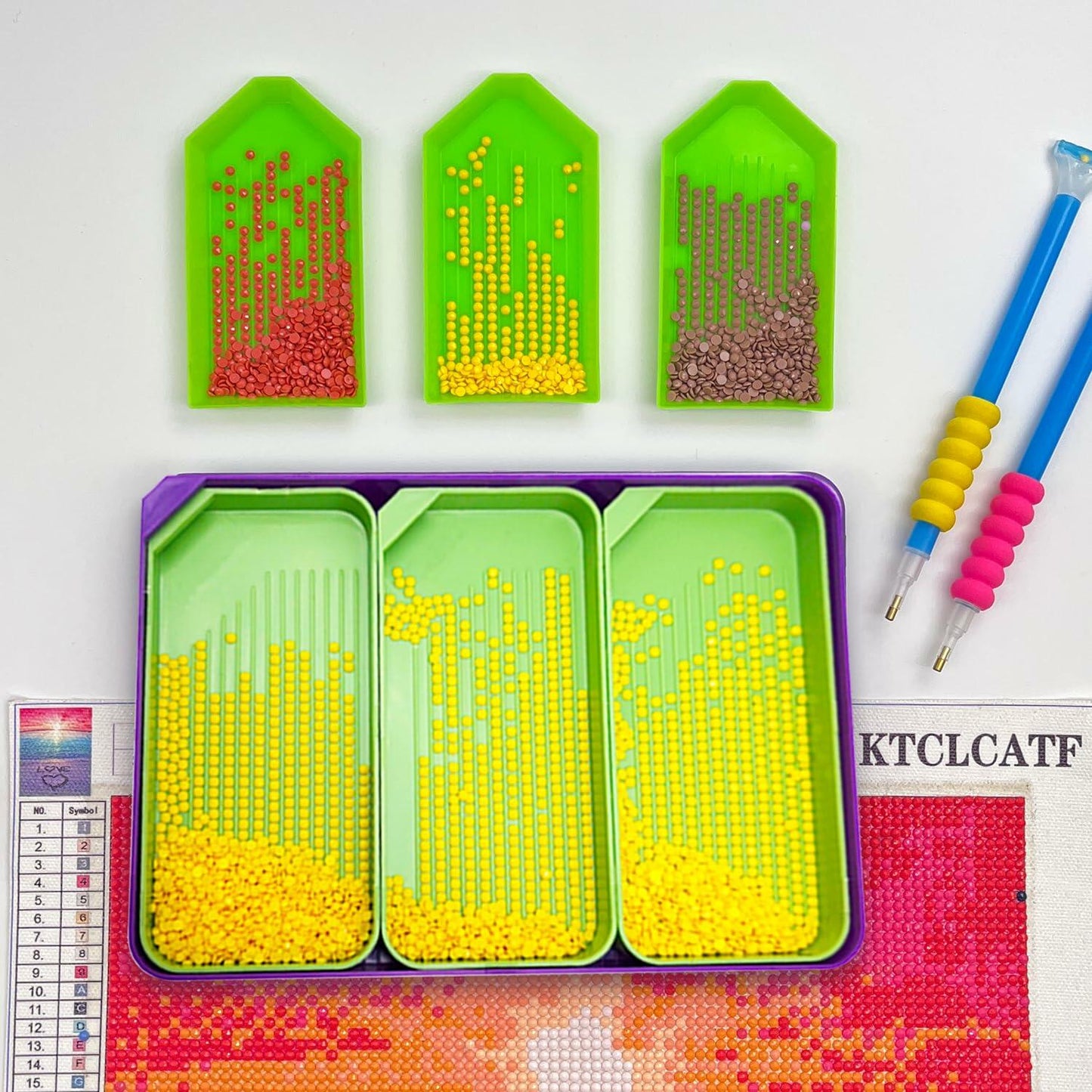 KTCLCATF 7PCS Diamond Art Tools Kit Green - Diamond Trays & Glue Accessory