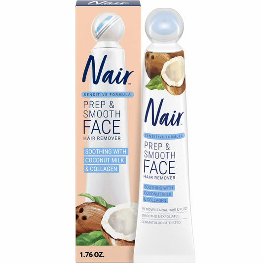 NAIR Facial Hair Removal Cream for Women Sensitive Skin with Collagen 1.76 oz