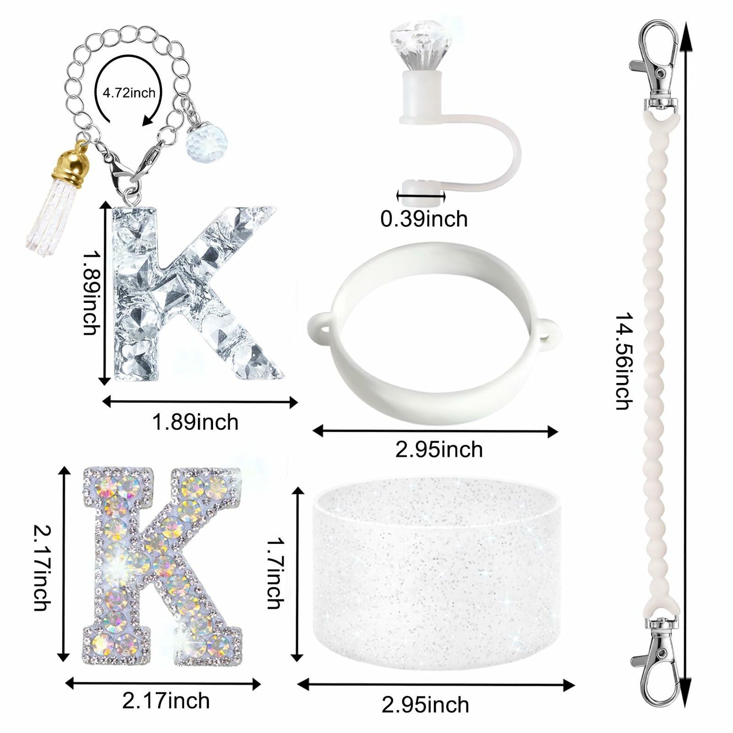 Stanley Cup Accessories Silver Glitter Silicone Boot Holder Strap 30oz 40oz