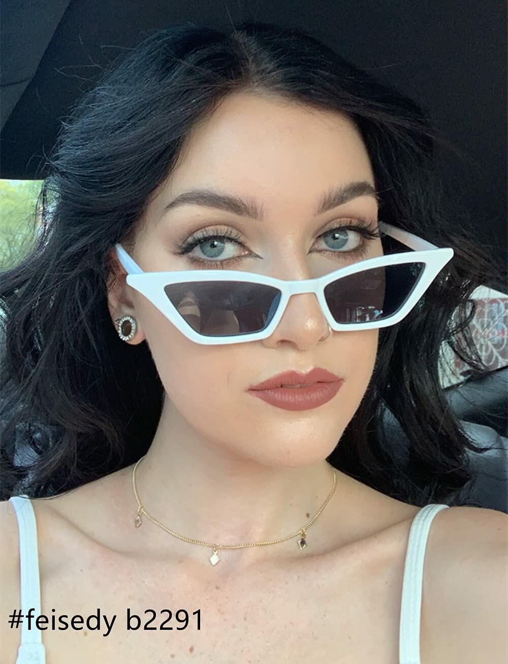 FEISEDY B2291 Cat Eye Sunglasses Women Vintage Small Square Shade Eyewear