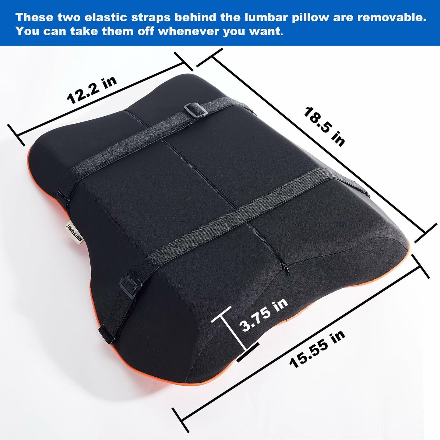 MEIXUNR Lumbar Support Pillow Brown Suede Cover for Car & Office Chair Cushion