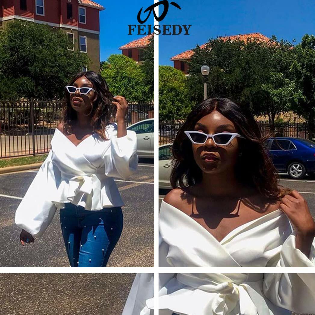 FEISEDY B2291 Cat Eye Sunglasses Women Vintage Small Square Shade Eyewear