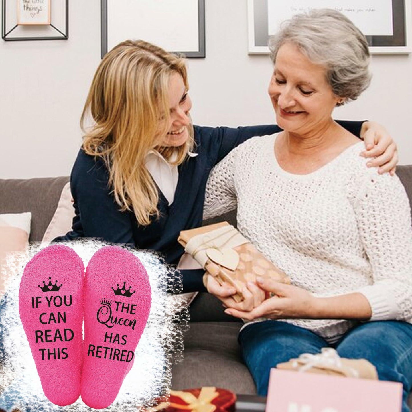 Huahui Women's Retirement Socks Queen Gift One Size