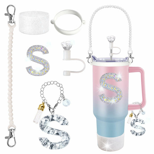 Stanley Cup Accessories Silver Glitter Silicone Boot Holder Strap 30oz 40oz