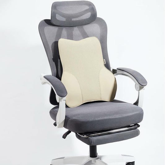 MEIXUNR Lumbar Support Pillow Brown Suede Cover for Car & Office Chair Cushion