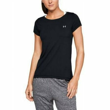 Under Armour HeatGear Athletic Fit Shirt Women Black Metallic Silver Size XS