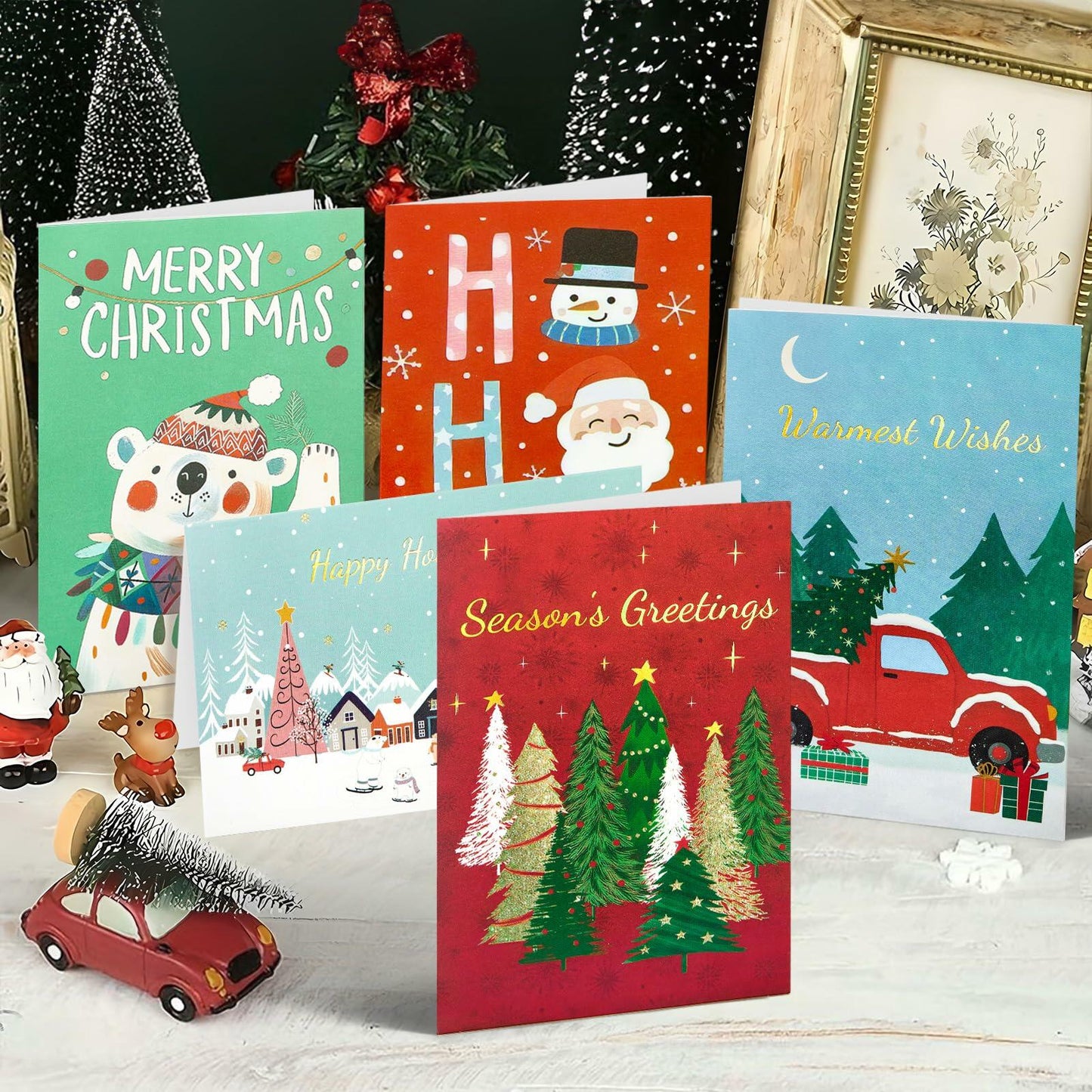 STYPOP Boxed Christmas Cards 24-Pack 4x6" Blank Inside Assorted Designs