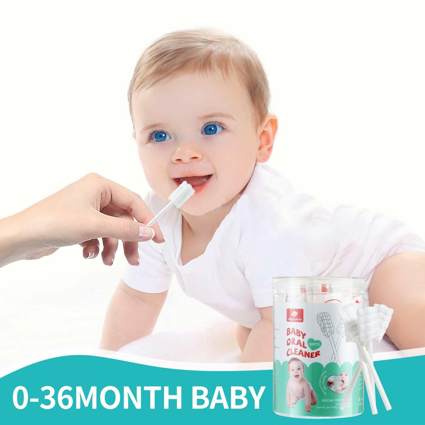 dearlomum Baby Tongue Cleaner 48PCS Disposable Infant Oral Dental Care Stick