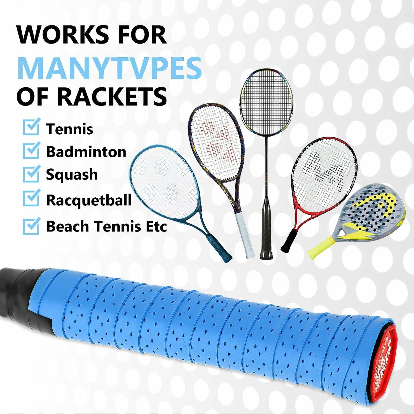 Qianyu 6 Pack Soft Grip Tape Overgrip Pickleball Tennis Racket Anti Slip