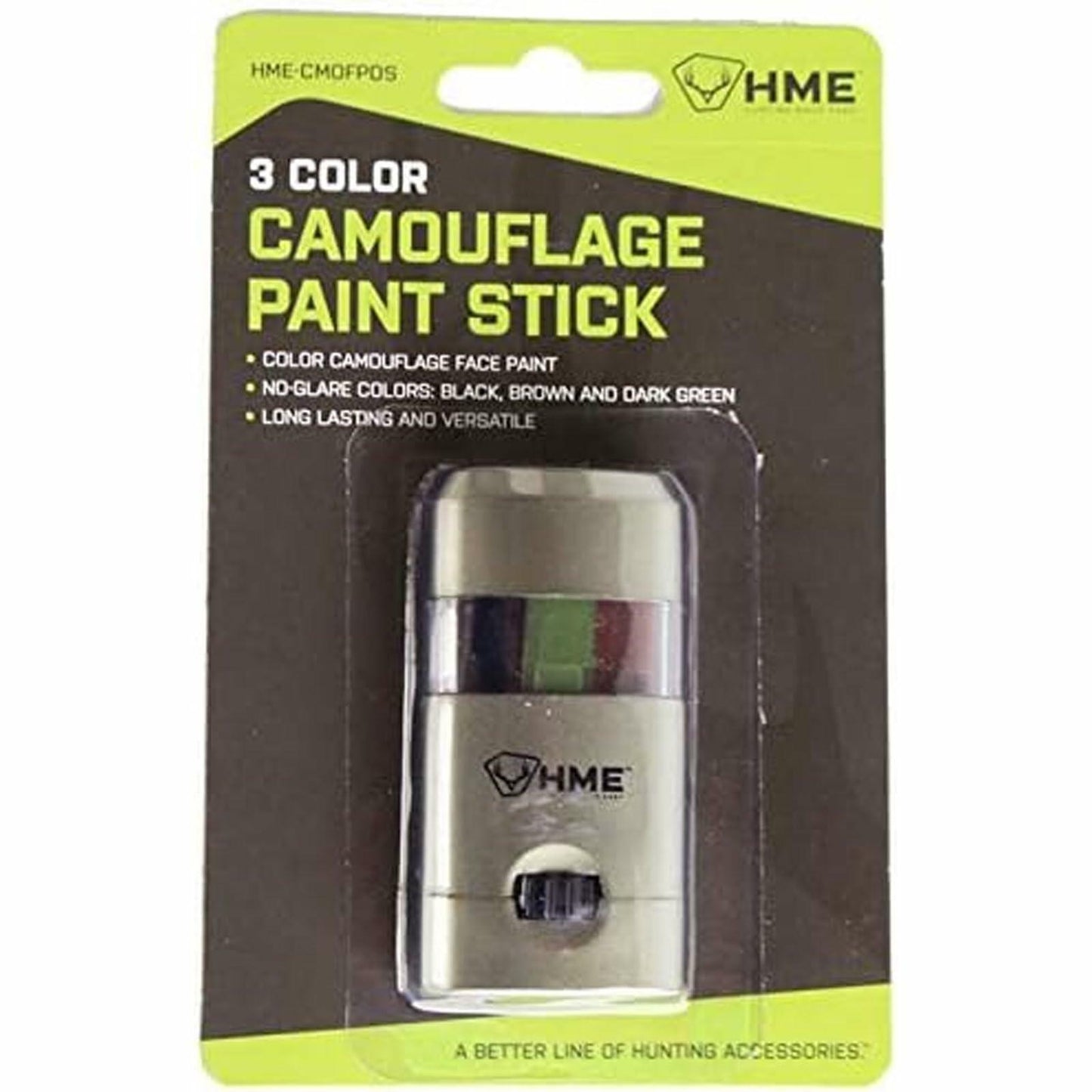 HME 3-Color Camo Face Paint Stick - Mess-Free, Long-Lasting Concealment Makeup