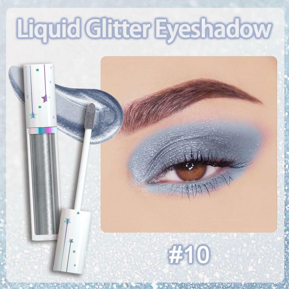 evpct 10# Silver Grey Liquid Glitter Eyeshadow Stick Waterproof Long Lasting