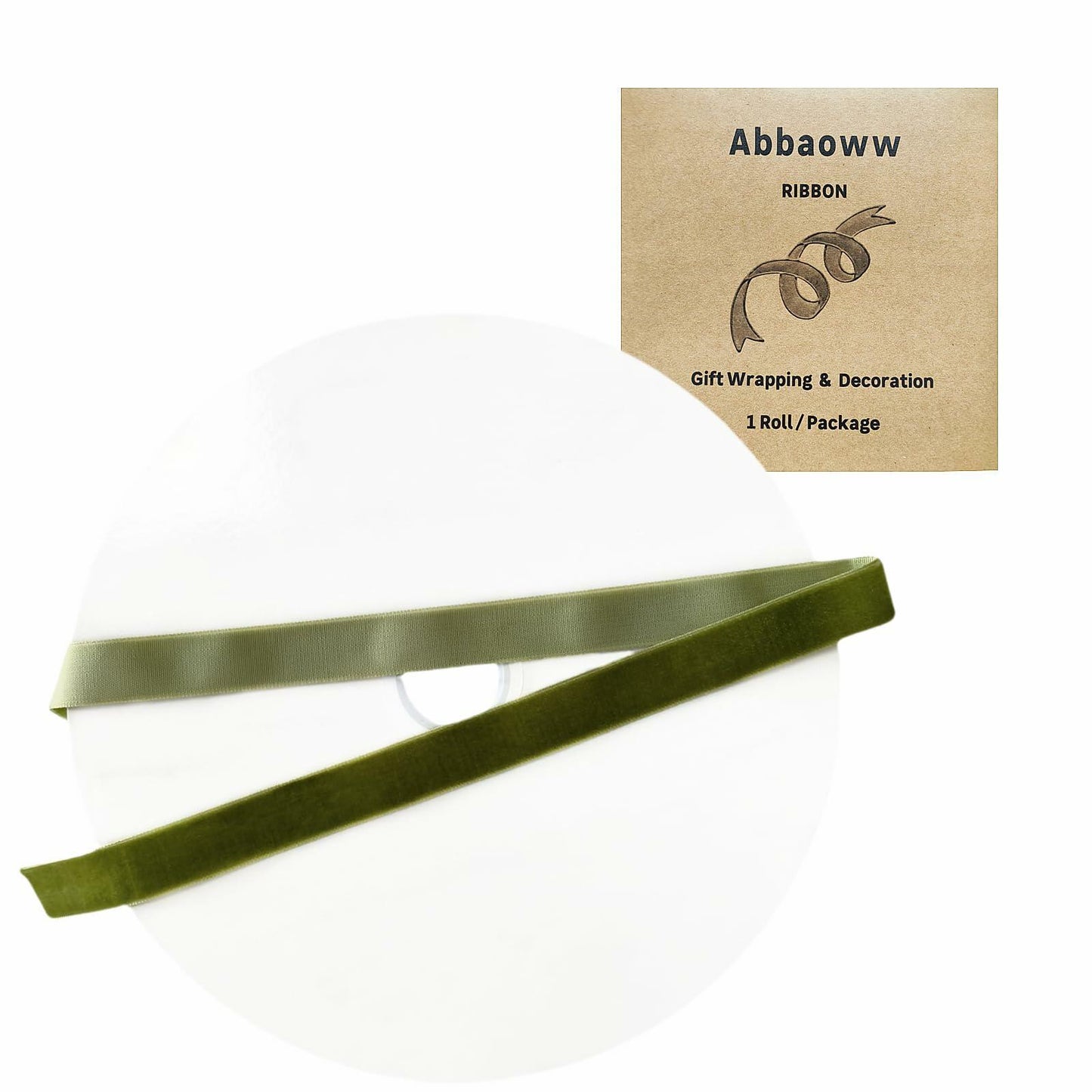 Abbaoww Velvet Ribbon 5/8 Inch Single Face Moss Green 25 Yards