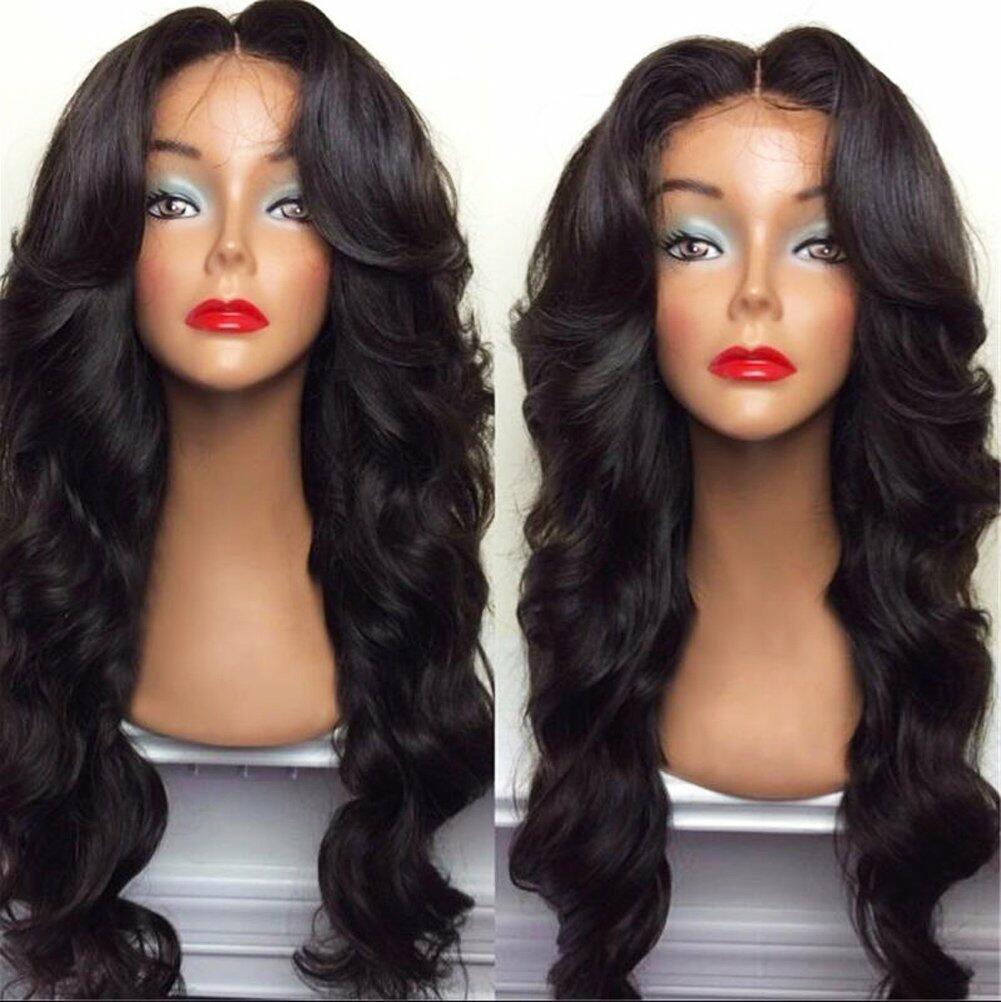 BlueSpace Wigs 28" Long Curly Heat Resistant Fiber Black 1 Pack