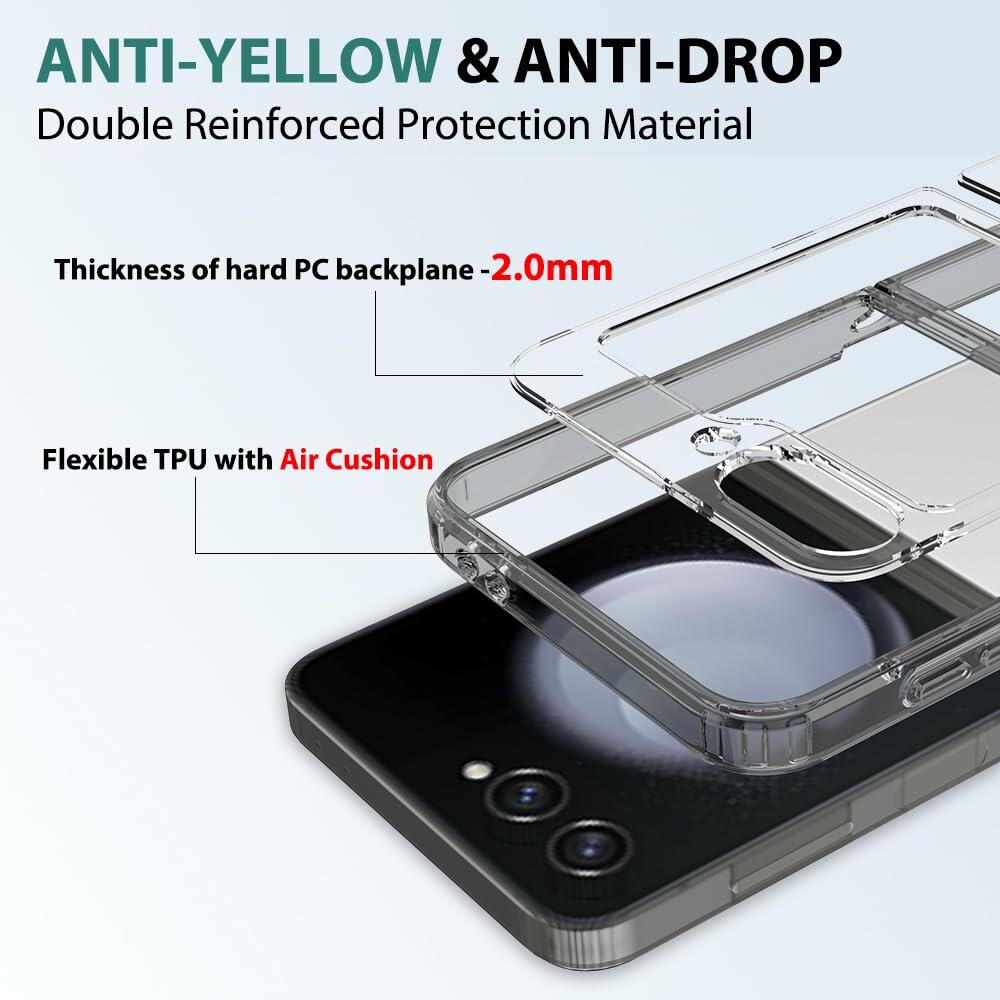 Sucnakp Samsung Galaxy Z Flip 6 Case Clear Back TPU Bumper Cover YKL Gray