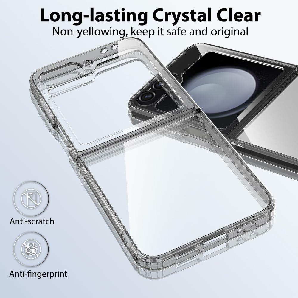 Sucnakp Samsung Galaxy Z Flip 6 Case Clear Back TPU Bumper Cover YKL Gray