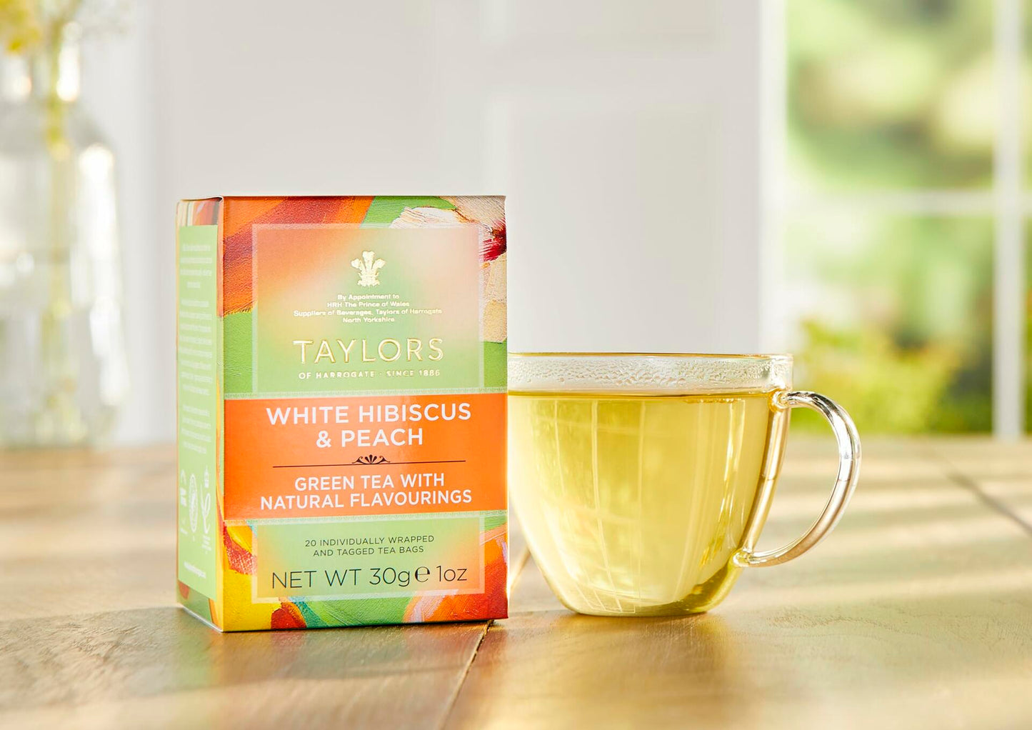 BestBy05/26 Taylors of Harrogate White Hibiscus & Peach Green Tea 20 Teabags