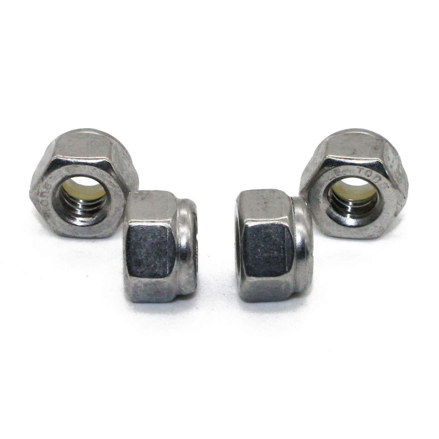 Fullerkreg 50Pcs 1/4-20 Nylon Insert Hex Lock Nuts Stainless Steel Plain